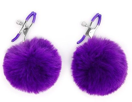 Зажимы для сосков с фиолетовым пушком - Notabu - купить с доставкой в Батайске
