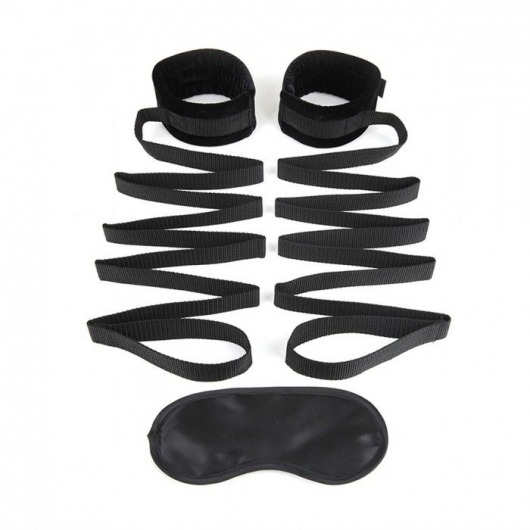 Чёрные манжеты для фиксации на кровати Bondage Bed Strap - Lux Fetish - купить с доставкой в Батайске