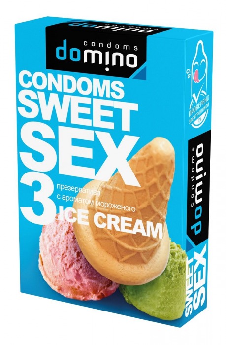 Презервативы для орального секса DOMINO Sweet Sex с ароматом мороженого - 3 шт. - Domino - купить с доставкой в Батайске