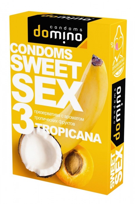 Презервативы для орального секса DOMINO Sweet Sex с ароматом тропических фруктов - 3 шт. - Domino - купить с доставкой в Батайске