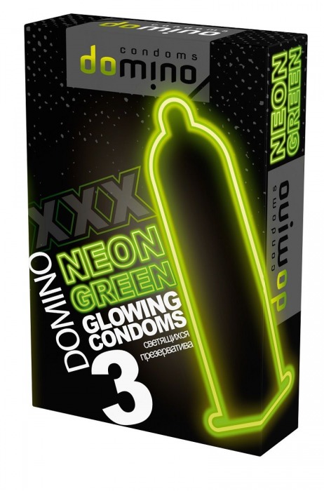 Презервативы DOMINO Neon Green со светящимся в темноте кончиком - 3 шт. - Domino - купить с доставкой в Батайске