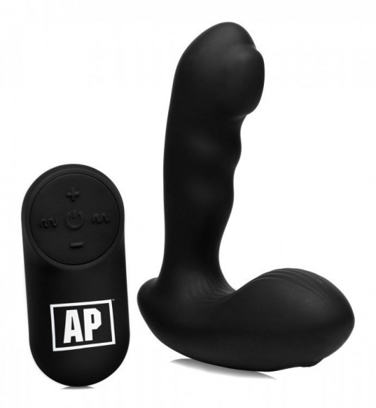 Черный стимулятор простаты Alpha-Pro 7X P-Milker Silicone Prostate Stimulator with Milking Bead - XR Brands - в Батайске купить с доставкой