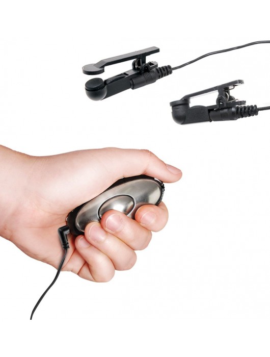 Черные электрические зажимы для сосков Shock Therapy Nipple Clamps - Pipedream - купить с доставкой в Батайске