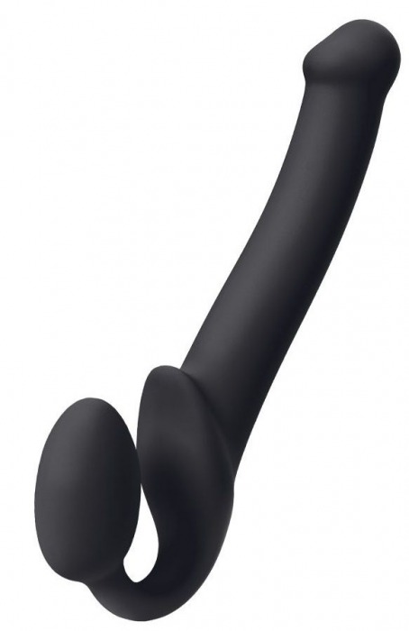 Черный безремневой страпон Silicone Bendable Strap-On M - Strap-on-me - купить с доставкой в Батайске