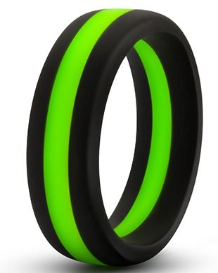 Черно-зеленое эрекционное кольцо Silicone Go Pro Cock Ring - Blush Novelties - в Батайске купить с доставкой