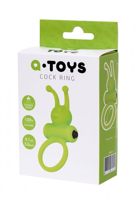 Зеленое эрекционное виброкольцо на пенис Cock Ring - A-toys - в Батайске купить с доставкой
