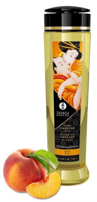 Массажное масло для тела с ароматом персика Stimulation - 240 мл. - Shunga - купить с доставкой в Батайске