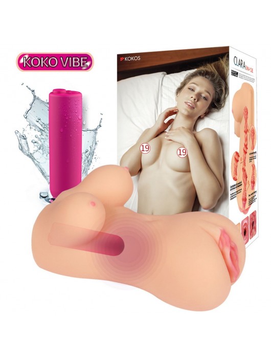 Телесный вибромастурбатор-вагина Clara OnaHole с имитацией груди - KOKOS - в Батайске купить с доставкой