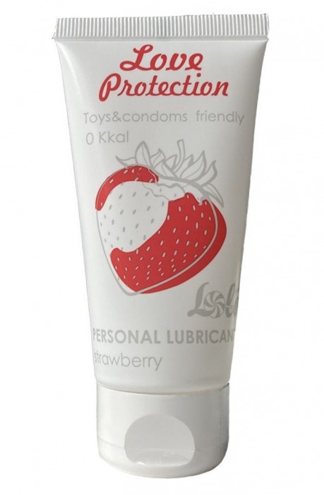 Лубрикант на водной основе с ароматом малины Love Protection Strawberry - 50 мл. - Lola Games - купить с доставкой в Батайске
