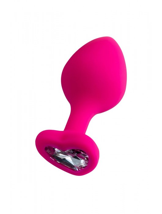 Розовая анальная втулка Diamond Heart с прозрачным кристаллом - 8 см. - ToyFa - купить с доставкой в Батайске