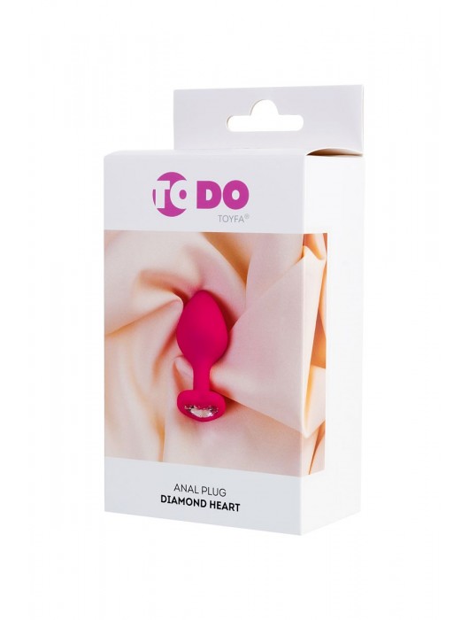 Розовая анальная втулка Diamond Heart с прозрачным кристаллом - 8 см. - ToyFa - купить с доставкой в Батайске