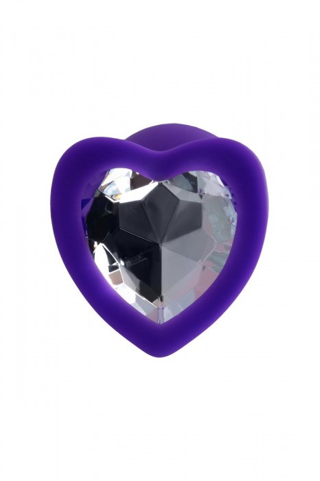 Фиолетовая анальная втулка Diamond Heart с прозрачным кристаллом - 7 см. - ToyFa - купить с доставкой в Батайске