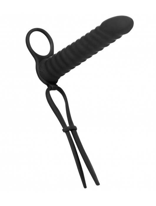Черная вибронасадка для двойного проникновения Rori - 17 см. - Lola Games - купить с доставкой в Батайске