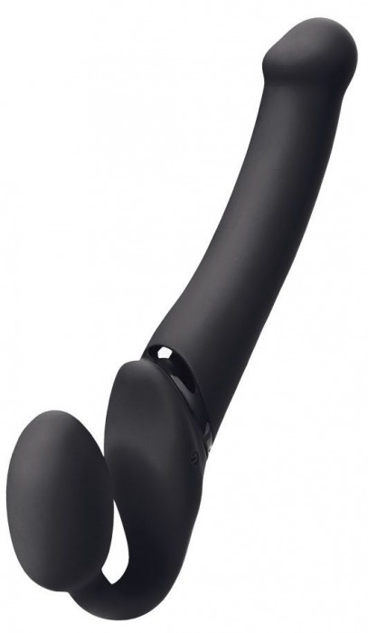 Черный безремневой вибрострапон Silicone Bendable Strap-On M - Strap-on-me - купить с доставкой в Батайске