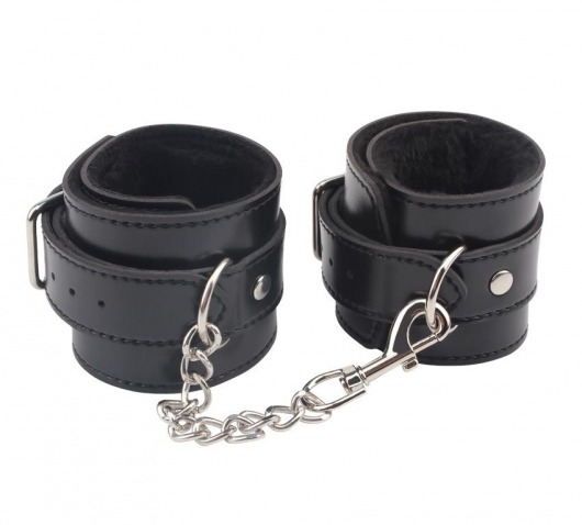 Черные оковы на ноги Obey Me Leather Ankle Cuffs - Chisa - купить с доставкой в Батайске