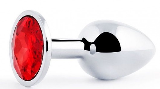 Серебристая анальная пробка с красным стразом - 7,2 см. - Anal Jewelry Plug - купить с доставкой в Батайске