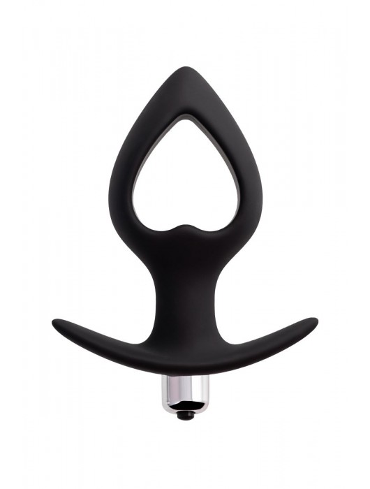 Черная вибровтулка с полой серединой в виде сердечка Cordis M - 14 см. - POPO Pleasure