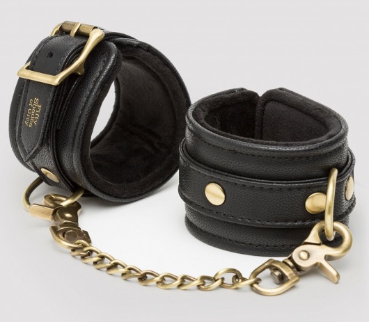 Черные наручники Bound to You Faux Leather Wrist Cuffs - Fifty Shades of Grey - купить с доставкой в Батайске
