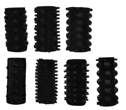 Набор из 7 черных насадок PENIS SLEEVES SET - Dream Toys - в Батайске купить с доставкой