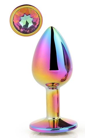Голографическая анальная втулка с радужным кристаллом - 7,1 см. - Dream Toys - купить с доставкой в Батайске