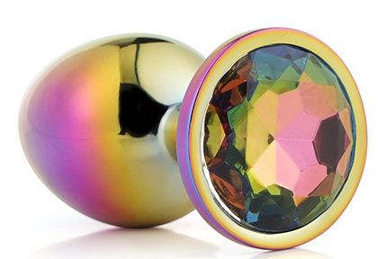 Голографическая анальная втулка с радужным кристаллом - 7,1 см. - Dream Toys - купить с доставкой в Батайске