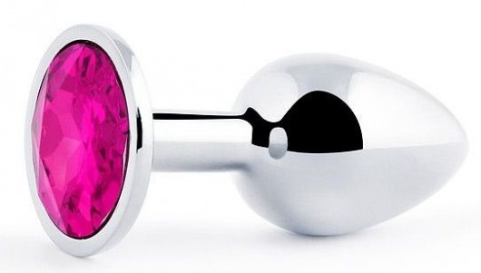 Серебристая анальная пробка с малиновым кристаллом - 7,2 см. - Anal Jewelry Plug - купить с доставкой в Батайске