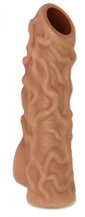 Телесная насадка с венками и открытой головкой Nude Sleeve M - 12 см. - KOKOS - в Батайске купить с доставкой