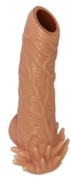 Телесная насадка с усиками и открытой головкой Nude Sleeve M - 12 см. - KOKOS - в Батайске купить с доставкой