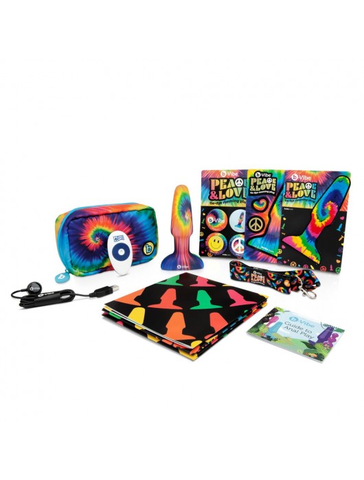 Разноцветная анальная пробка с эффектом римминга Peace   Love Tie-Dye - 15,2 см. - b-Vibe