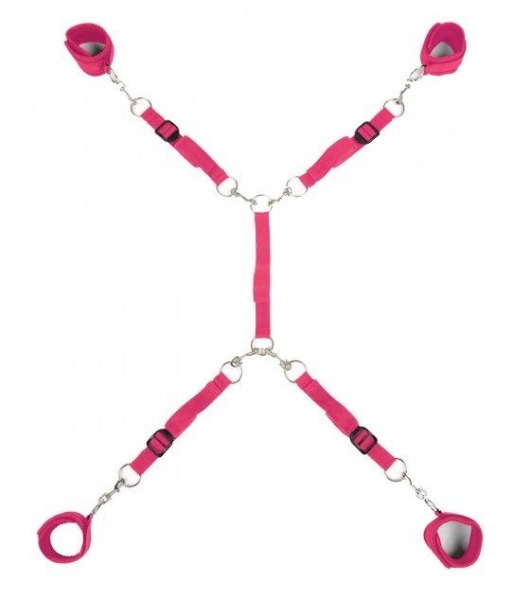 Ярко-розовый набор фиксаций на кровати Classic Bed Spreader - Lux Fetish - купить с доставкой в Батайске