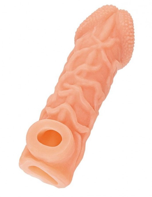 Телесная закрытая насадка с венками Cock Sleeve Size S - 13,8 см. - KOKOS - в Батайске купить с доставкой