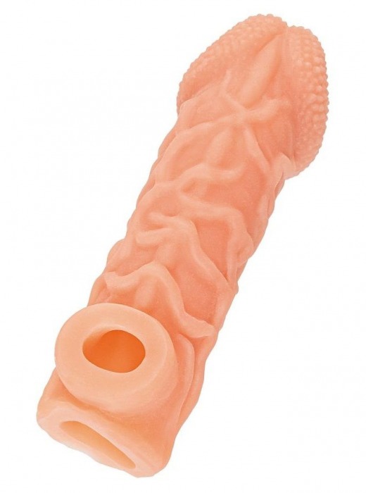 Телесная закрытая насадка с венками Cock Sleeve Size M - 15,6 см. - KOKOS - в Батайске купить с доставкой