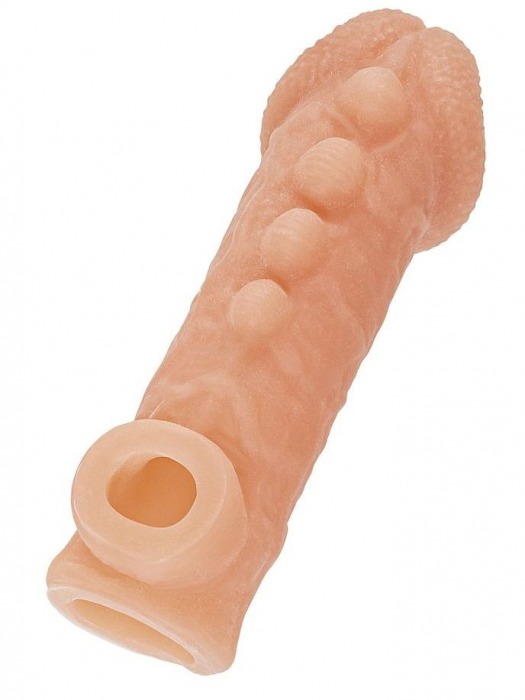 Телесная закрытая насадка с шишечками Cock Sleeve Size L - 17,6 см. - KOKOS - в Батайске купить с доставкой