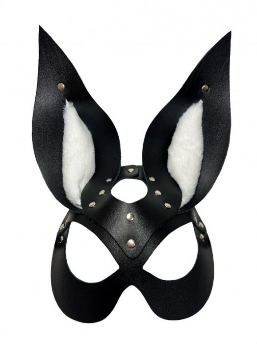 Черная маска зайки с белым мехом на ушках Miss Bunny - БДСМ Арсенал - купить с доставкой в Батайске
