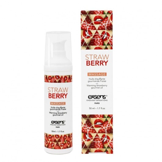 Разогревающее массажное масло  с ароматом клубники Gourmet Strawberry - 50 мл. - Exsens - купить с доставкой в Батайске
