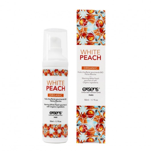 Разогревающее массажное масло Gourmet White Peach Organic с органическими ингредиентами - 50 мл. - Exsens - купить с доставкой в Батайске