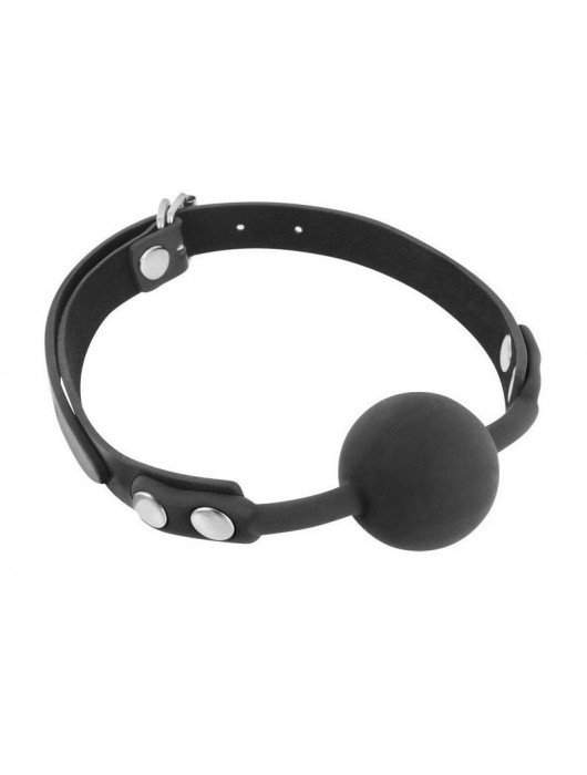 Черный силиконовый кляп-шарик на ремешках - Fetish Tentation - купить с доставкой в Батайске
