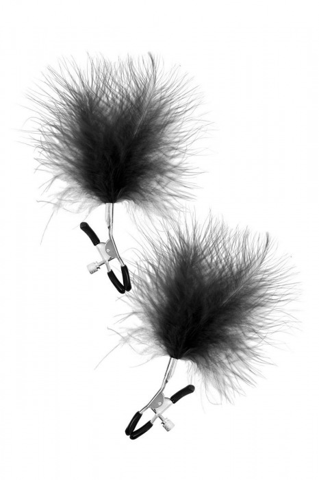 Зажимы на соски с черными пуховыми кисточками Sweet Caress Feather Nipple Clumps - Sweet Caress - купить с доставкой в Батайске