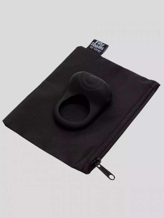 Черное эрекционное виброкольцо Sensation Rechargeable Vibrating Love Ring - Fifty Shades of Grey - в Батайске купить с доставкой