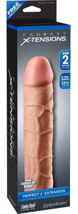 Телесная насадка Fantasy X-tensions Perfect 2  Extension - 20,3 см. - Pipedream - в Батайске купить с доставкой