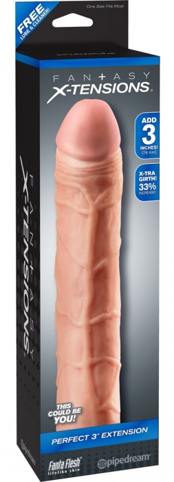 Телесная удлиняющая насадка Perfect 3 Extension - 22 см. - Pipedream - в Батайске купить с доставкой