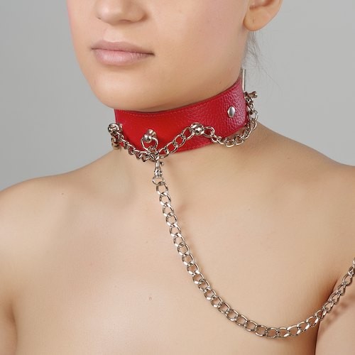 Красный ошейник из натуральной кожи - Sitabella - купить с доставкой в Батайске