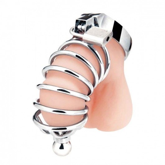 Серебристая клетка для члена Urethral Play Cage - BlueLine - купить с доставкой в Батайске