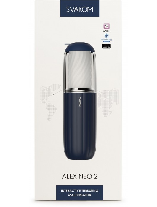 Черно-белый интерактивный мастурбатор Alex Neo 2 - Svakom - в Батайске купить с доставкой