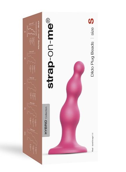 Розовая насадка Strap-On-Me Dildo Plug Beads size S - Strap-on-me - купить с доставкой в Батайске