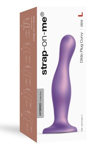 Фиолетовая насадка Strap-On-Me Dildo Plug Curvy size L - Strap-on-me - купить с доставкой в Батайске