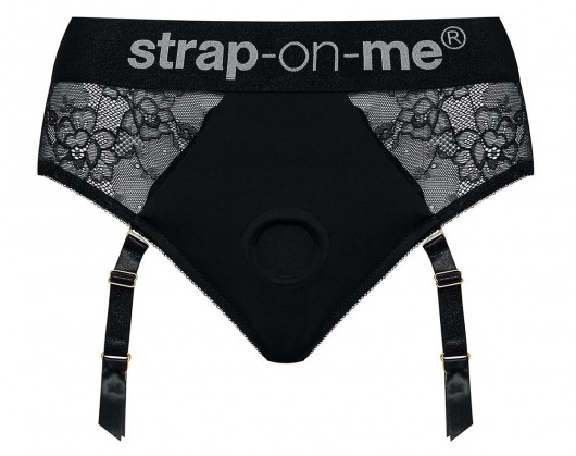 Черные трусики для насадок Diva Lingerie Harness - size L - Strap-on-me - купить с доставкой в Батайске