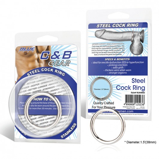 Стальное эрекционное кольцо STEEL COCK RING - 4.5 см. - BlueLine - в Батайске купить с доставкой