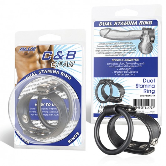 Двойное кольцо выносливости на пенис DUAL STAMINA RING - BlueLine - в Батайске купить с доставкой