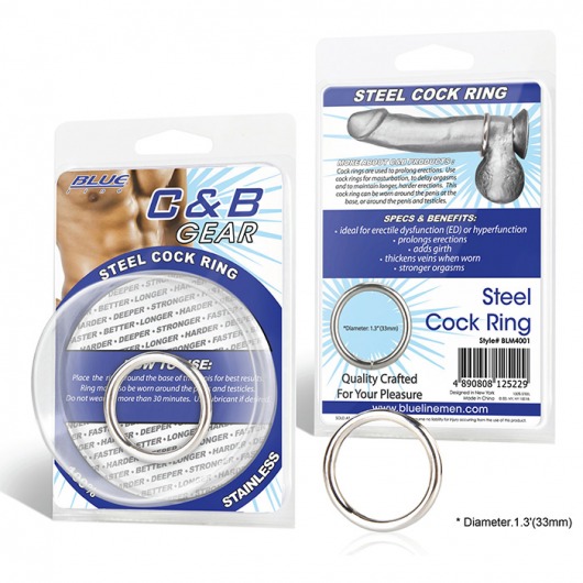 Стальное эрекционное кольцо STEEL COCK RING - 3.5 см. - BlueLine - в Батайске купить с доставкой